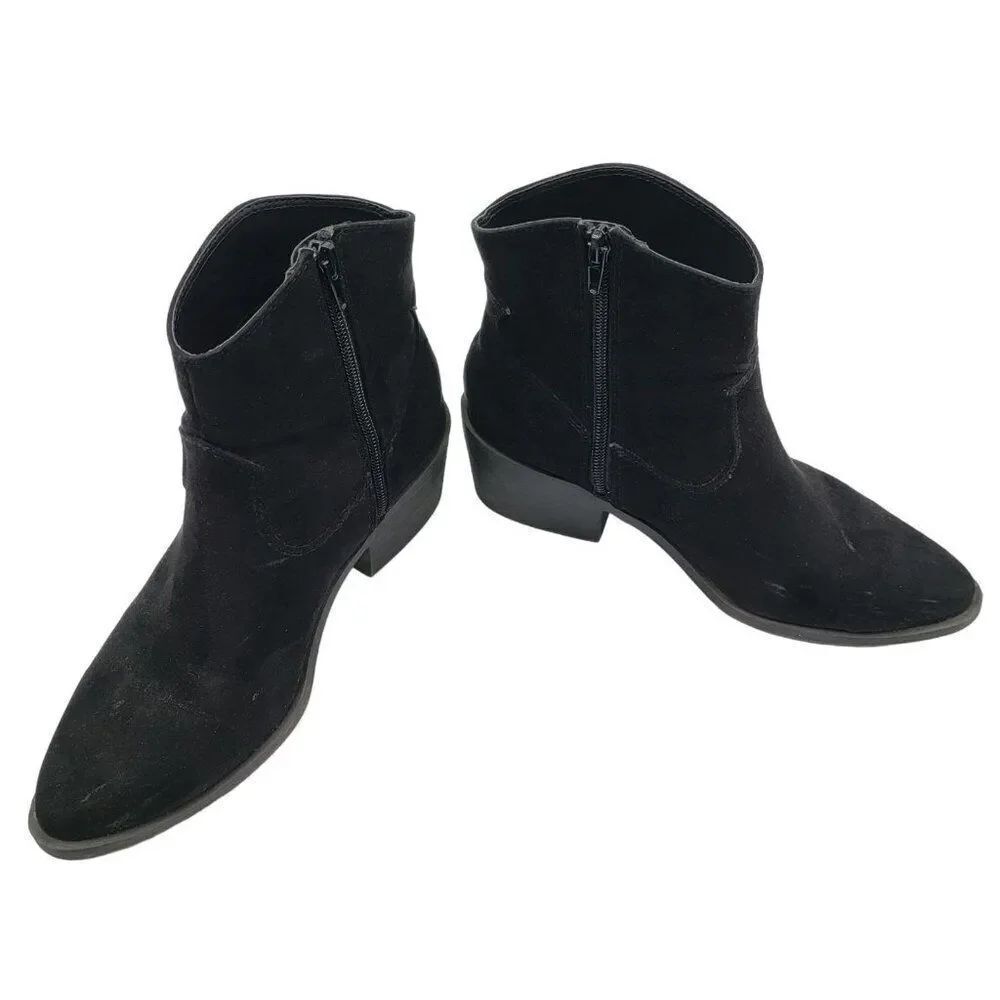 Forever 21 Black Zip Ankle Boots Womens 9 Country Western Booties